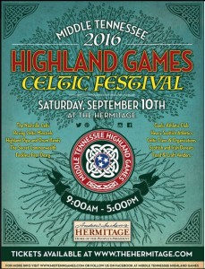The Highland Games and Celtic Festival is getting ready for the second annual gathering at The Hermitage Plantation in Nashville, Tennessee on Saturday September 10, 2016 from 9:00 AM - 5:00 PM. There will be plenty of music, dancing, exhibitions, games, competitions, as well as food & craft vendors. 
